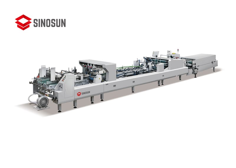 SINOSUN XCS-1200/1450TBX-A high-speed automatic folder gluer designed for express cartons and e-commerce packaging production