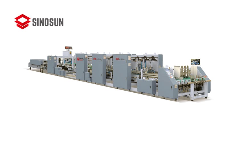 SINOSUN HL-1450/1650/1850PC-A multifunctional heavy-duty intelligent folder gluer for 4 and 6 corner corrugated boxes