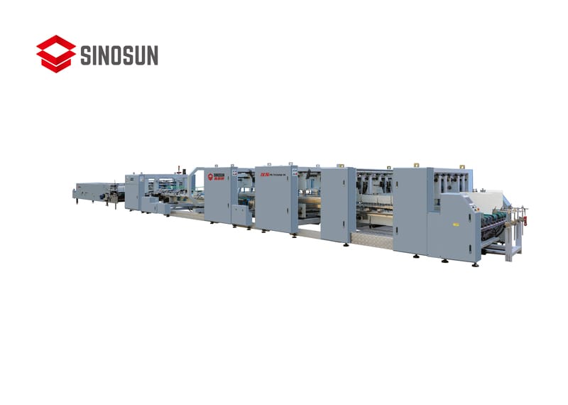 SINOSUN HL-1650/2100AB-M intelligent folder gluer with single and double feeder for versatile corrugated box production