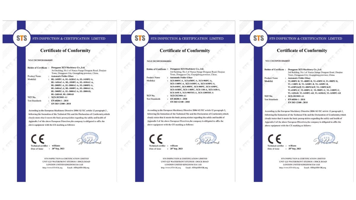 Patent certificates and CE compliance documentation